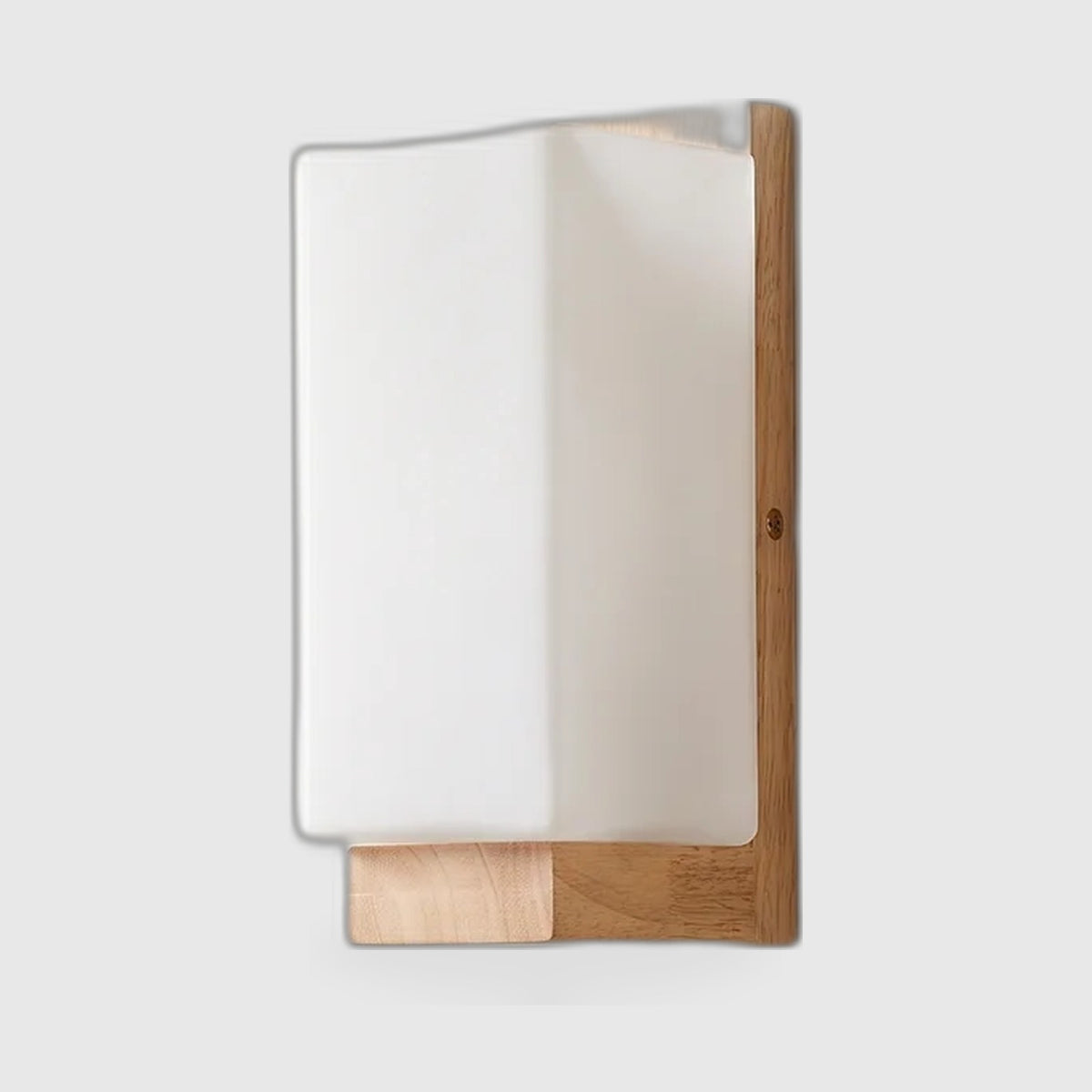 Applique Murale avec Cadre Rectangulaire en Bois et Abat-Jour en Verre