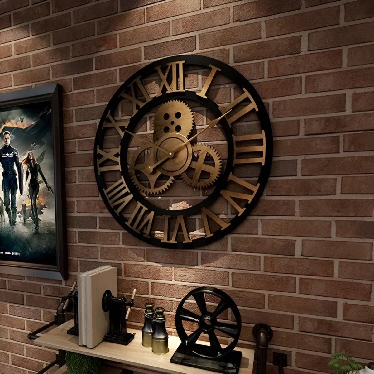 Horloge Murale Industrielle Design Engrenage