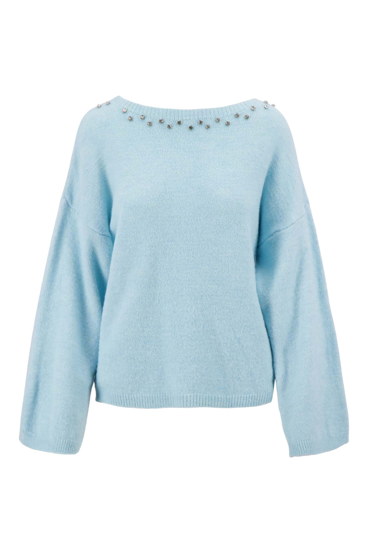 Pull Duveteux avec Encolure Strass