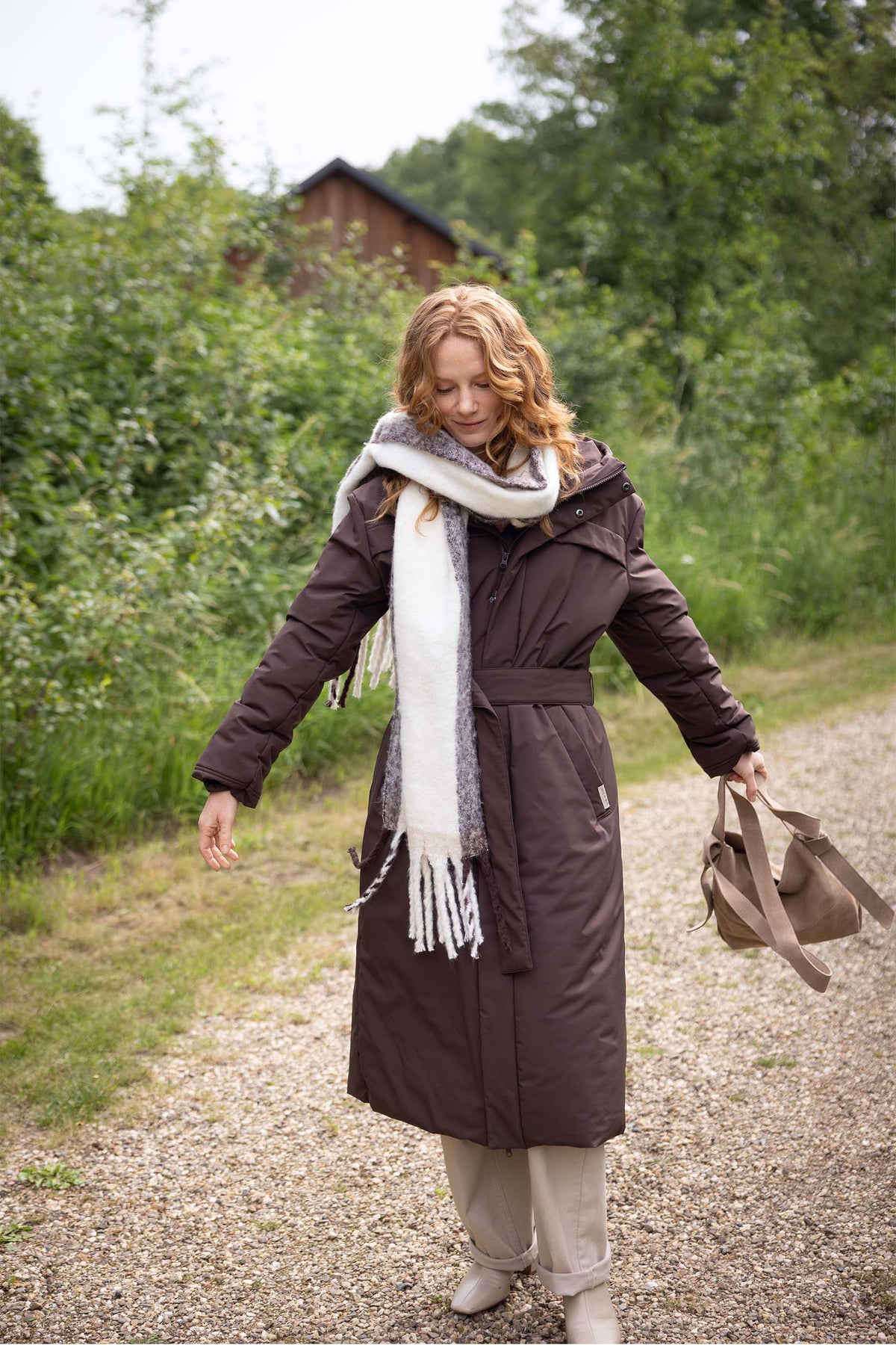 Long Manteau Matelasse avec Ceinture