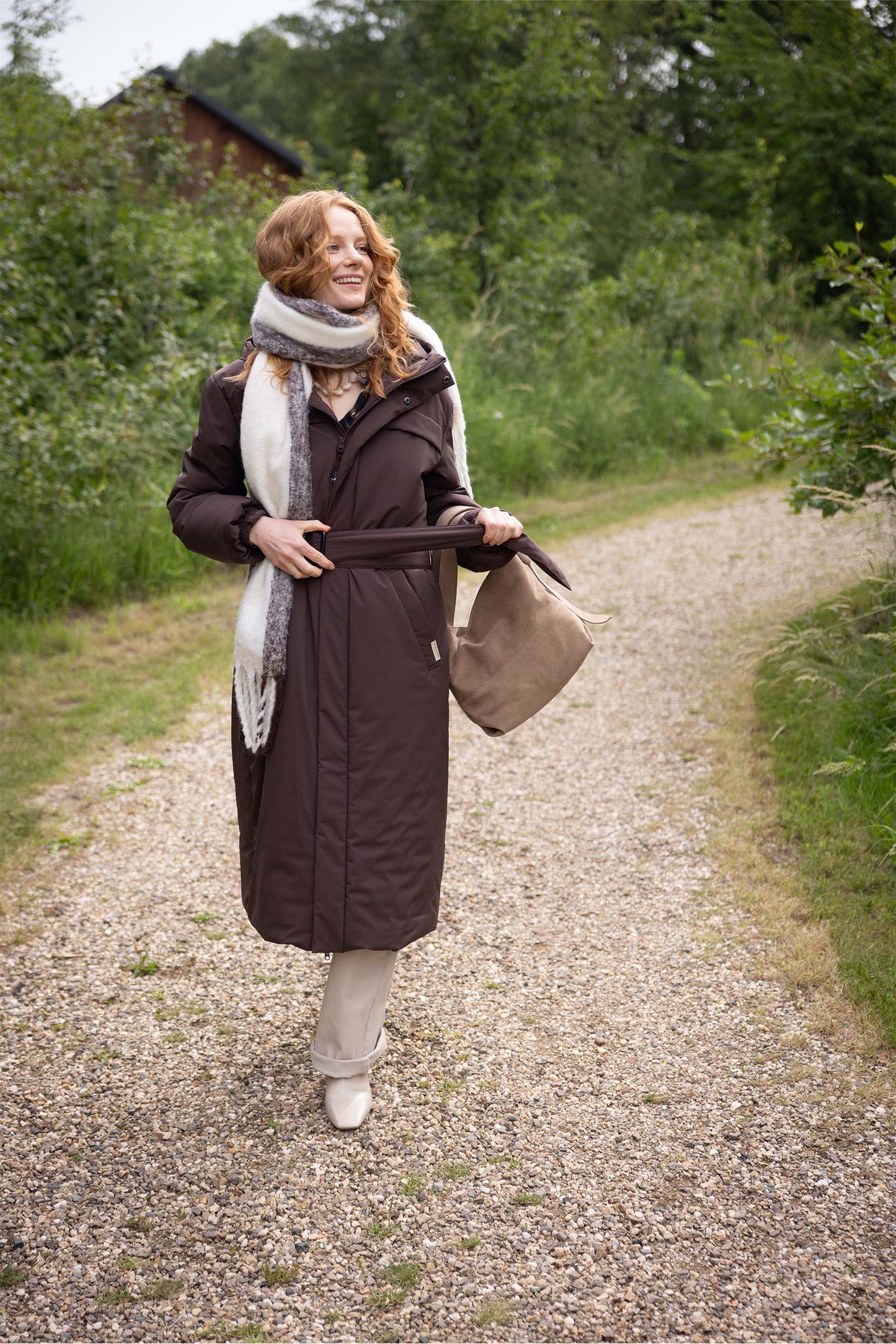 Long Manteau Matelasse avec Ceinture