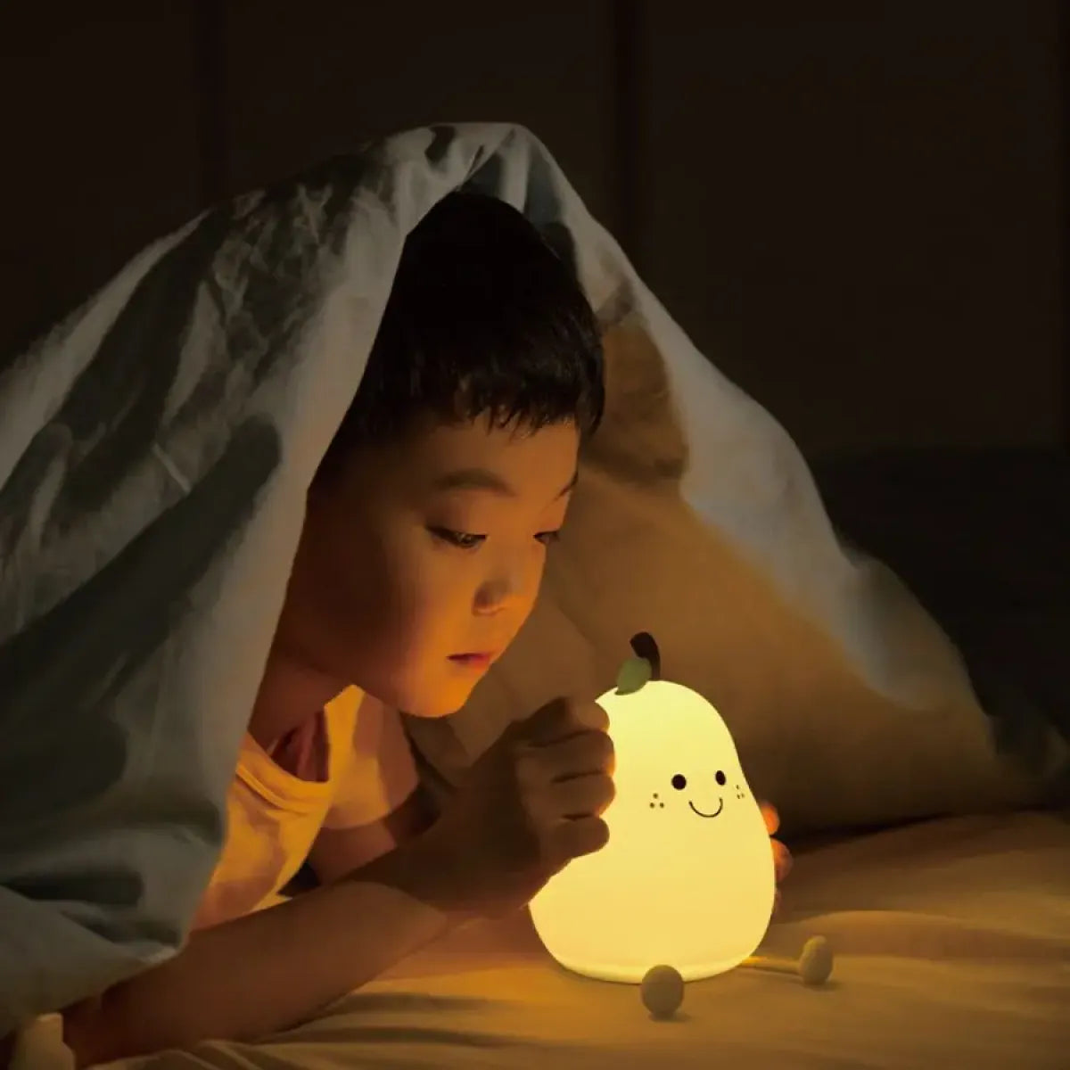 Veilleuse Poire en Silicone – Lampe de Chevet Tactile Dimmable