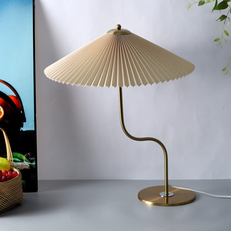 Lampe de Table Rétro à Abat-jour Plissé - Éclairage d'Appoint Décoratif