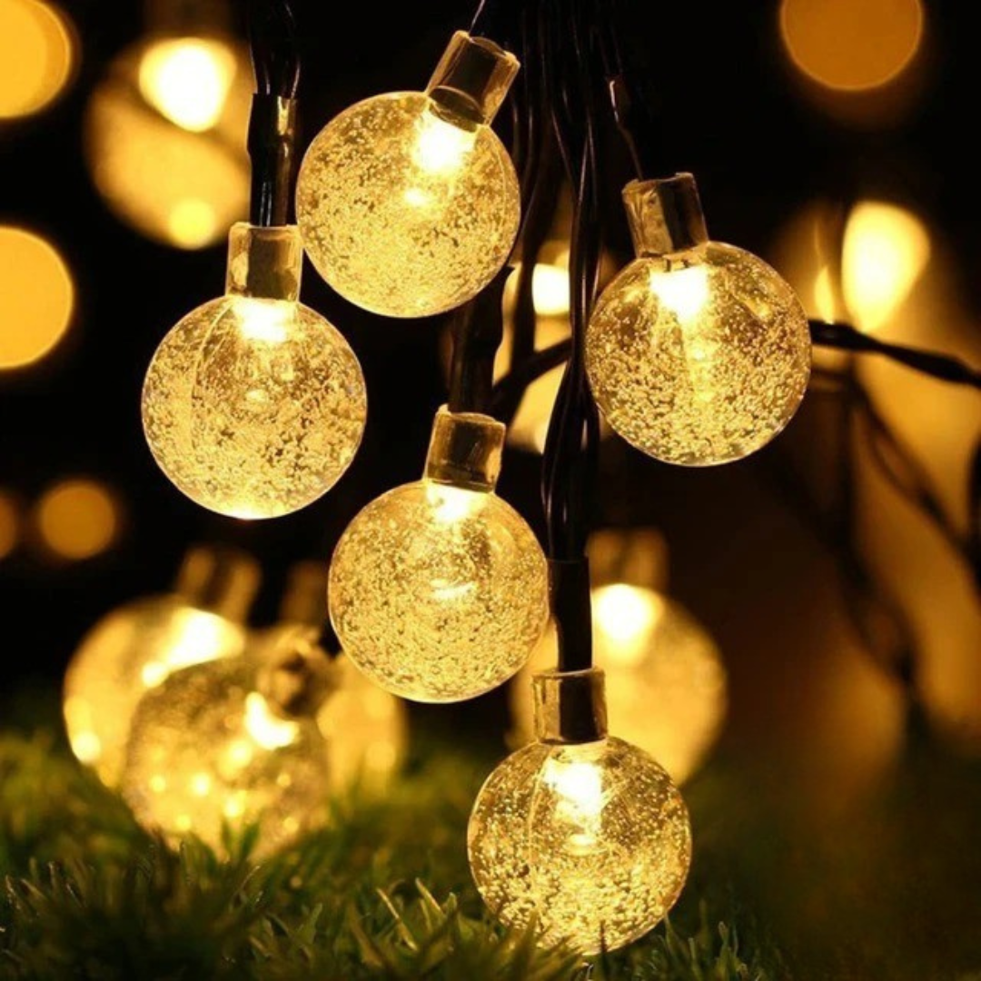 Guirlande Lumineuse Boules de Cristal Solaires – Décoration de Jardin Festive Extérieure