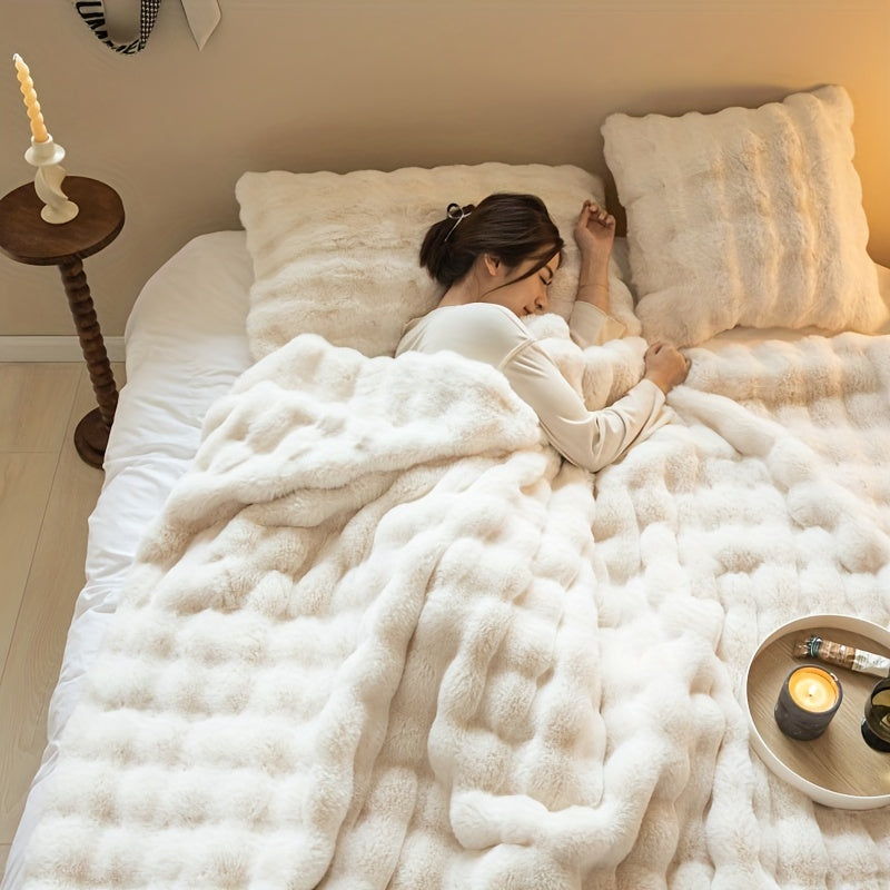 Plaid en Polaire Bubble - Couverture de Canapé Douce et Moelleuse