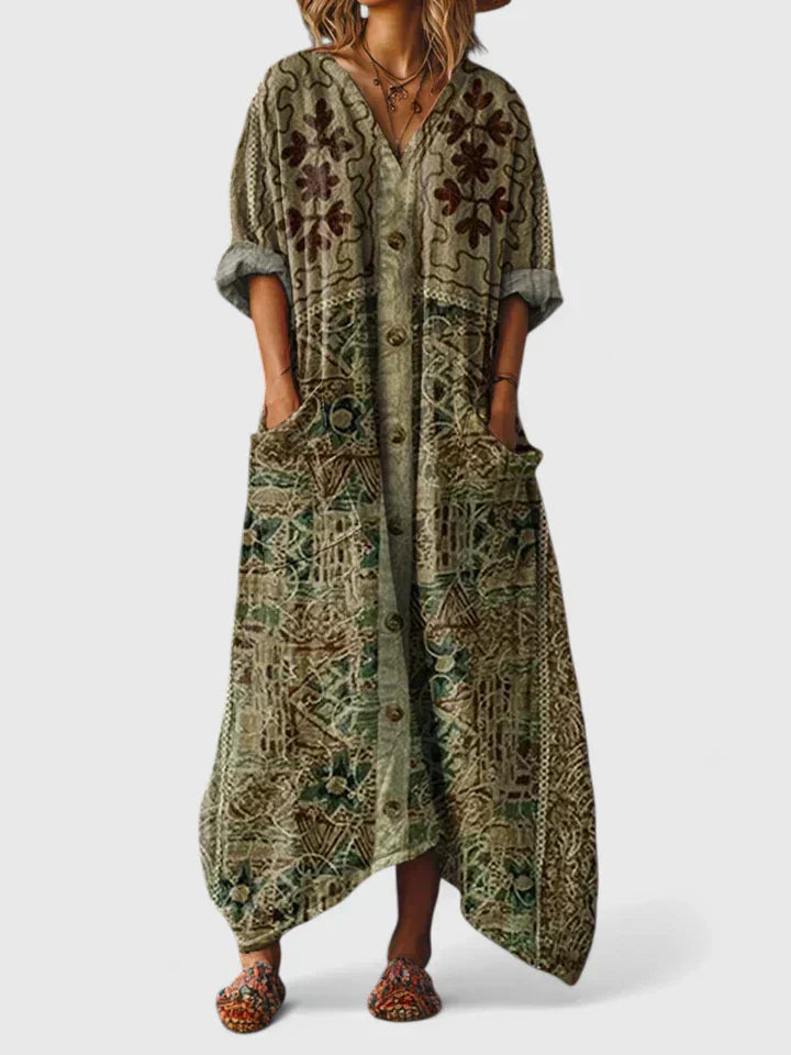 Robe midi décontractée brodée Elodie