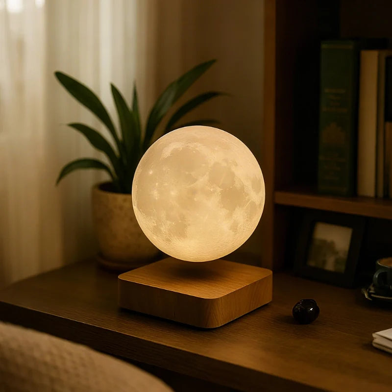 Lampe Lévitante EtherealOrbit – Lumière Flottante Magnétique Lune & Saturne