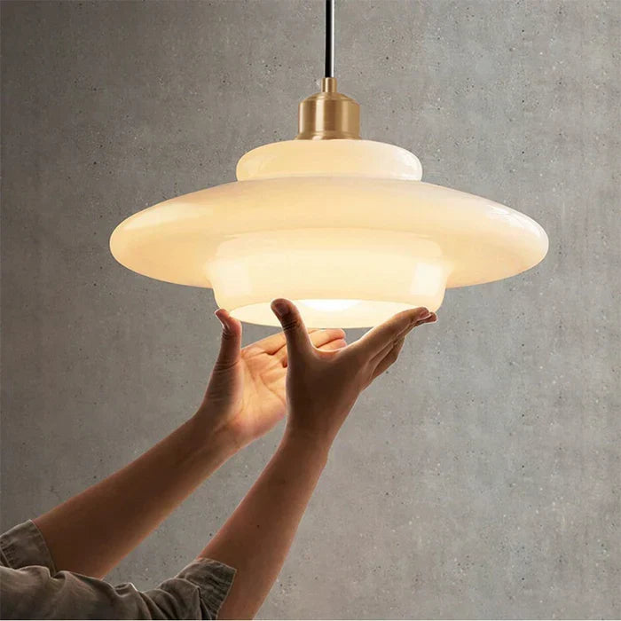 Calistre - Suspension Verre Laiteux Mid-Century