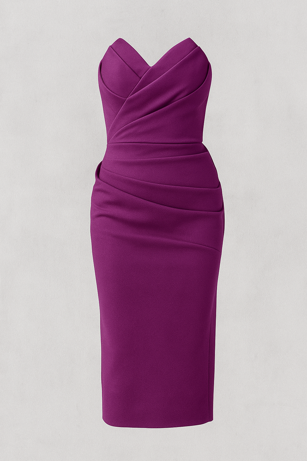 Trägerloses Midikleid mit Schlitz, elegant für Sommerzeremonien