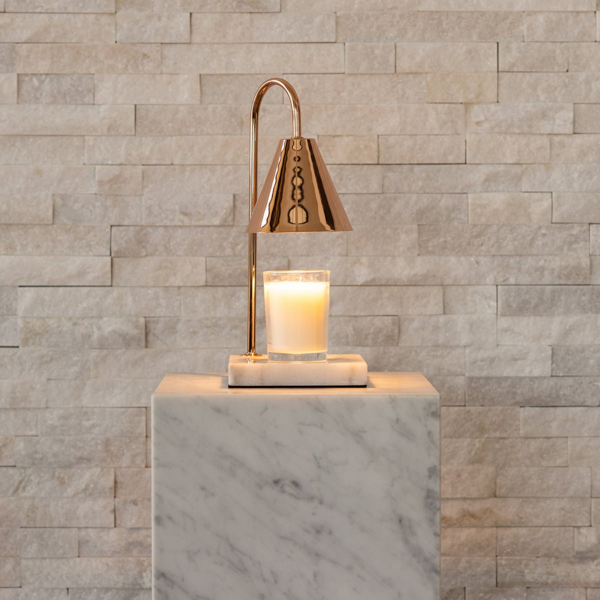 Lampe Chauffe-Bougie en Marbre - Lampe Fondante sans Flamme avec Minuteur