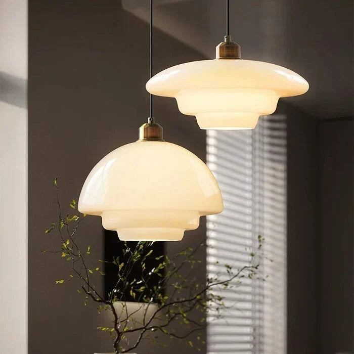 Calistre - Suspension Verre Laiteux Mid-Century