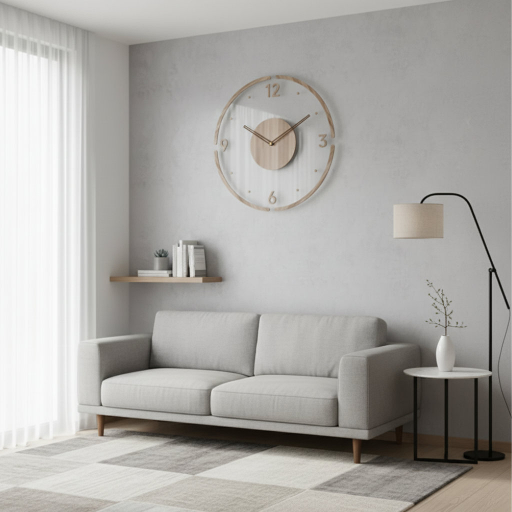 Horloge Murale Silencieuse Design - Acrylique et Bois
