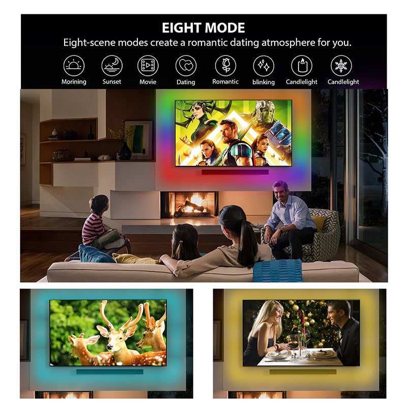 Bandeau LED WiFi Intelligent – 8 Modes avec Synchronisation Musicale