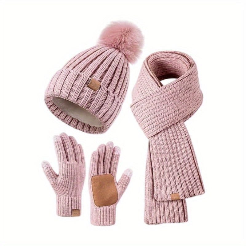 Ensemble Hiver 3 en 1 - Bonnet, Écharpe et Gants Tactiles