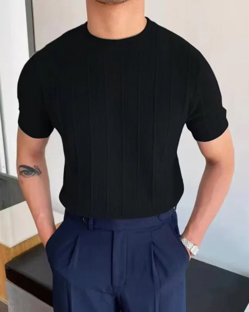 T-shirt homme rayé en mélange coton-lin - Douceur respirante