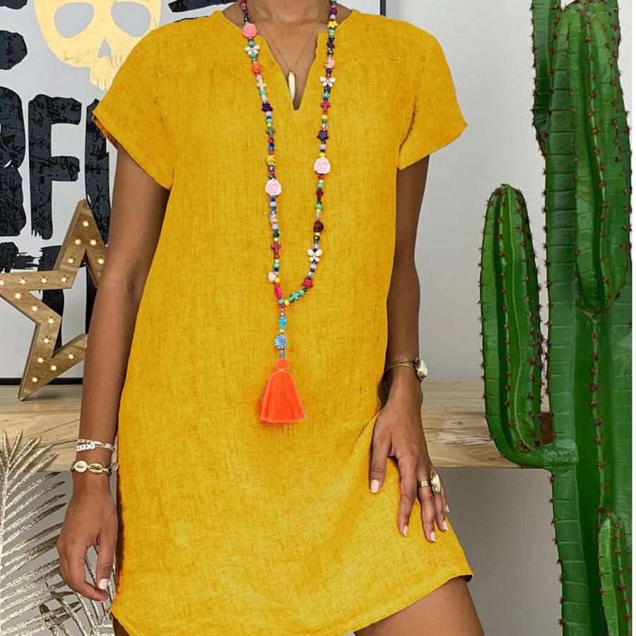 Robe Midi Femme Estivale - Coton Lin Confort Léger