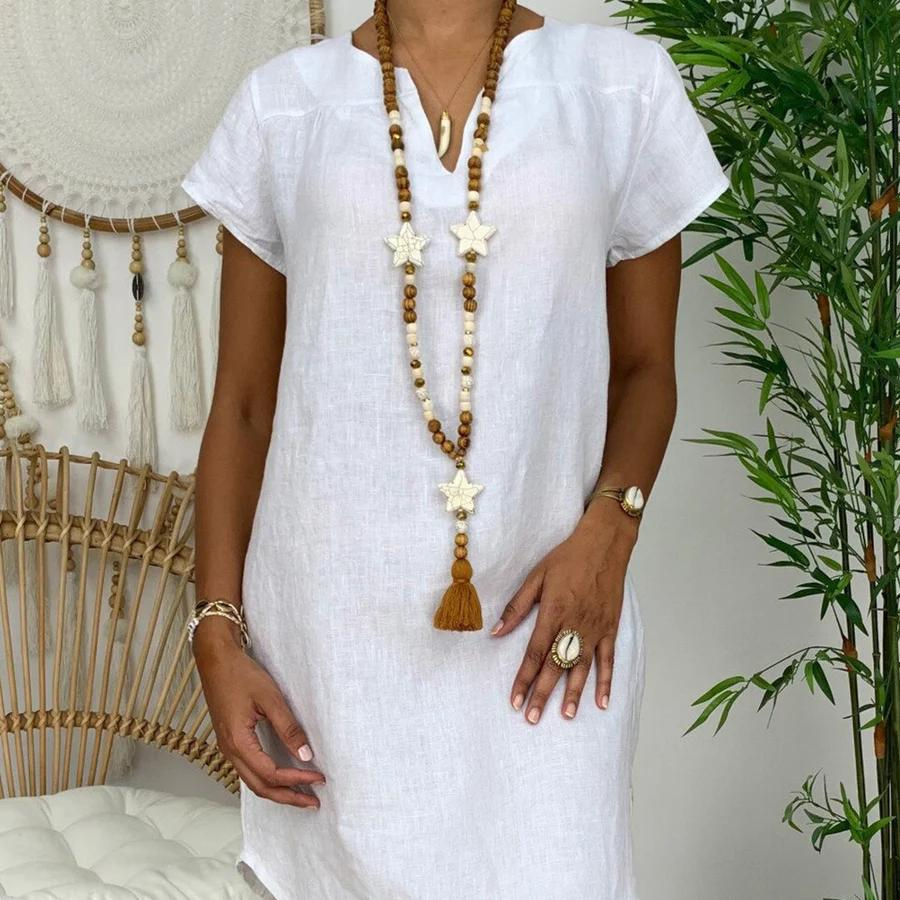 Robe Midi Femme Estivale - Coton Lin Confort Léger