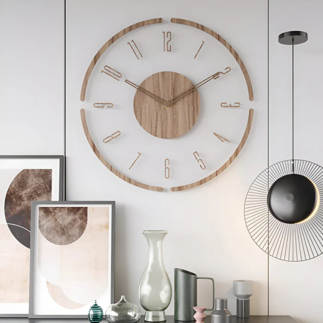 Horloge Murale Moderne 30cm – Acrylique & Bois, Mécanisme Silencieux