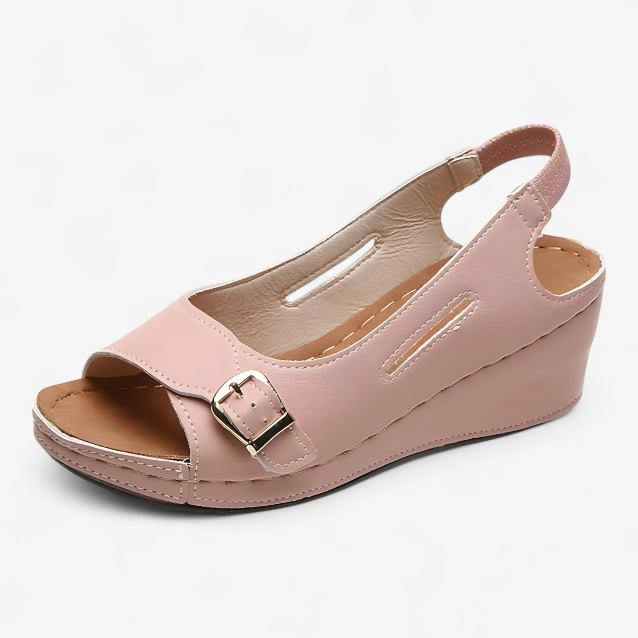 Sandales Femme Confortables en Cuir Noir Compensées Basses - Idéales pour l'Été