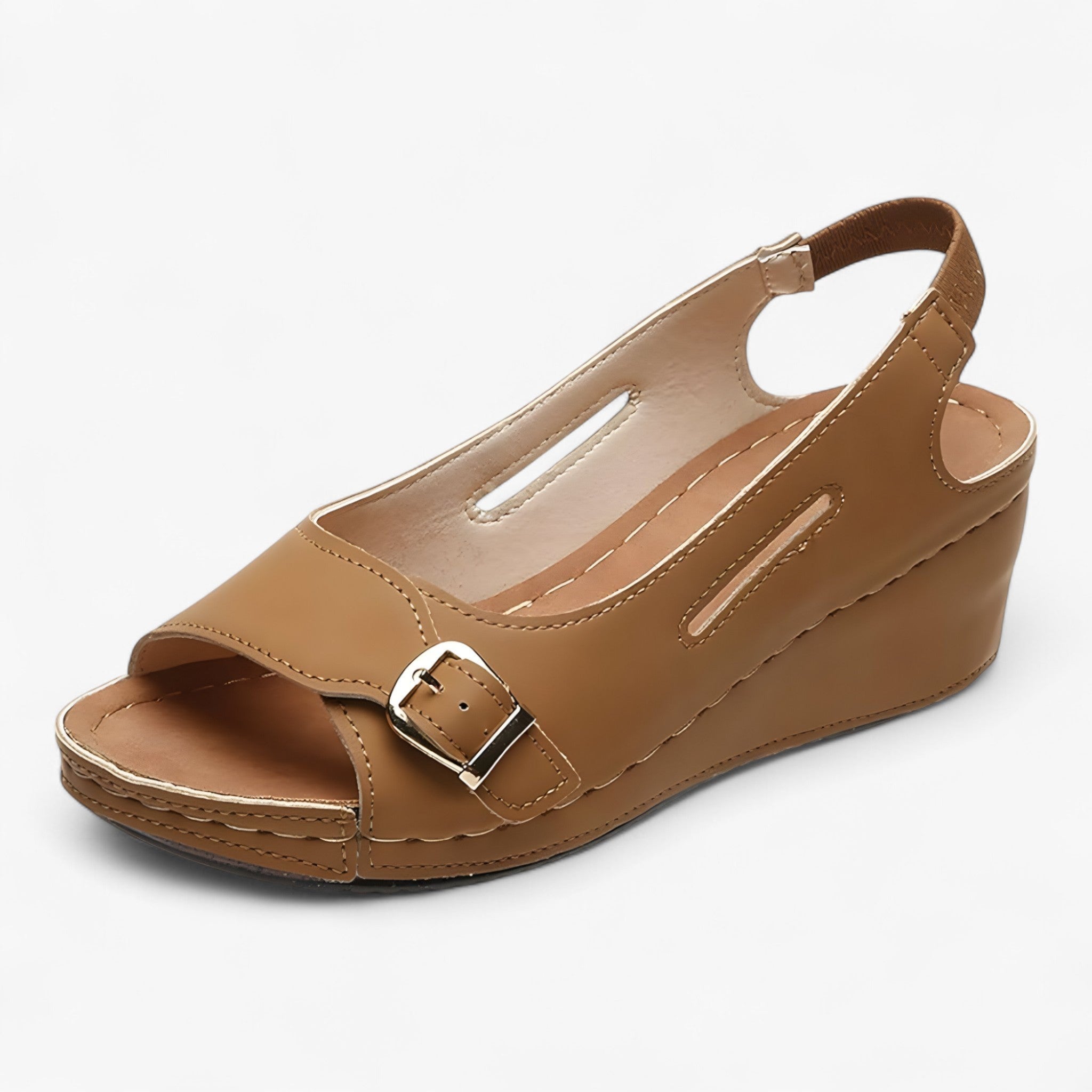 Bequeme flache Keilsandalen für Damen aus schwarzem Leder – ideal für den Sommer