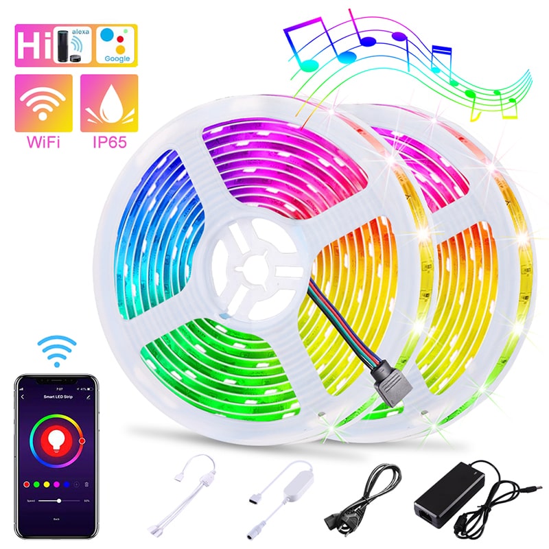 Bandeau LED RGB WiFi Intelligent – 10m Étanche