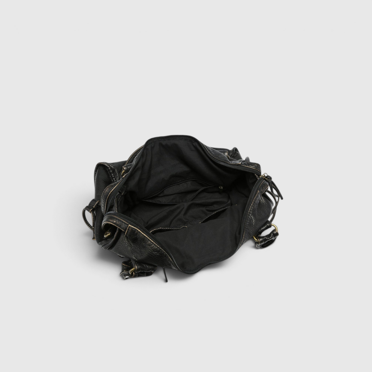 Sac à Épaule Noir Femme – Sac à Main Tendance en Simili Cuir avec Poches Zippées