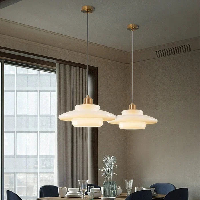 Calistre - Suspension Verre Laiteux Mid-Century