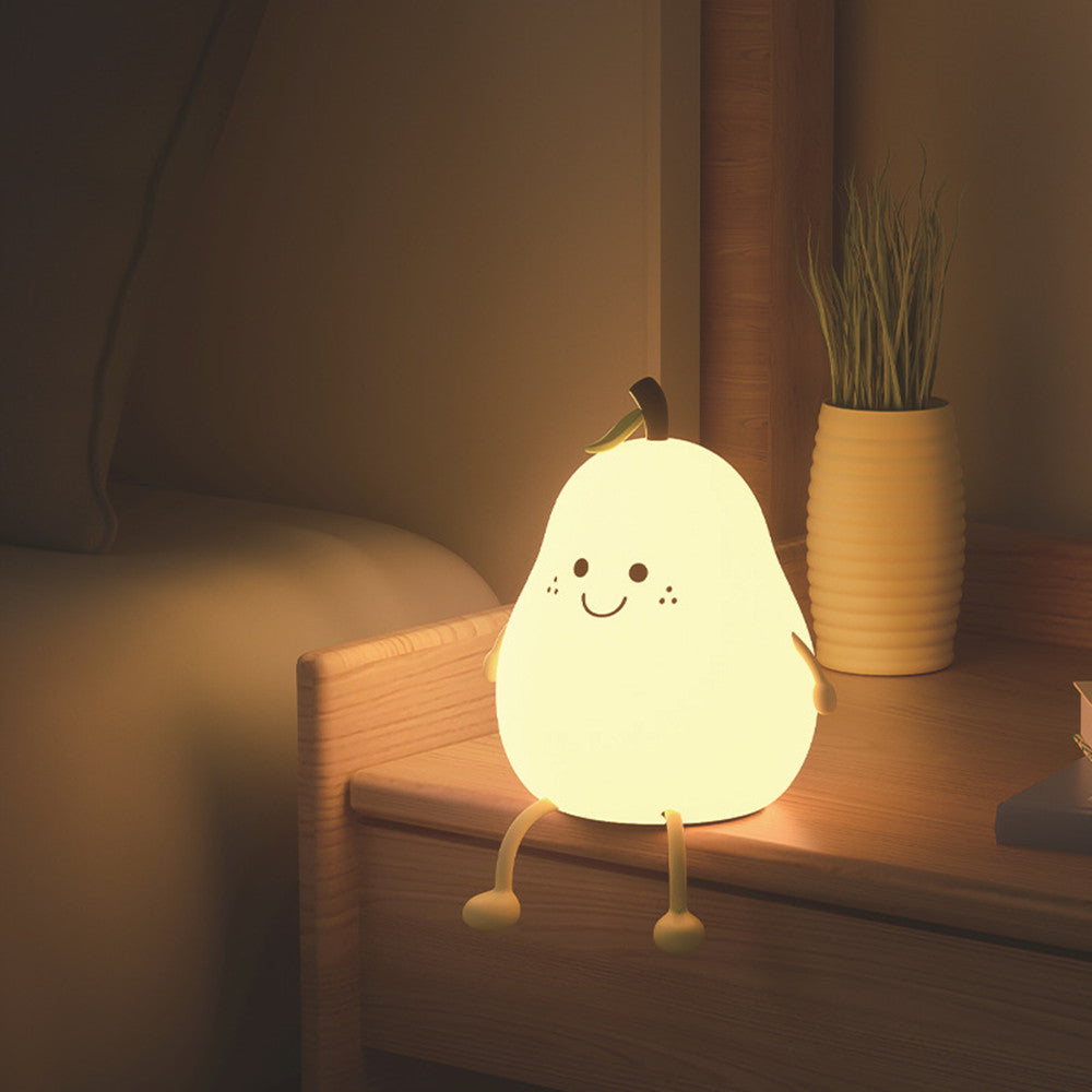 Veilleuse Poire en Silicone – Lampe de Chevet Tactile Dimmable