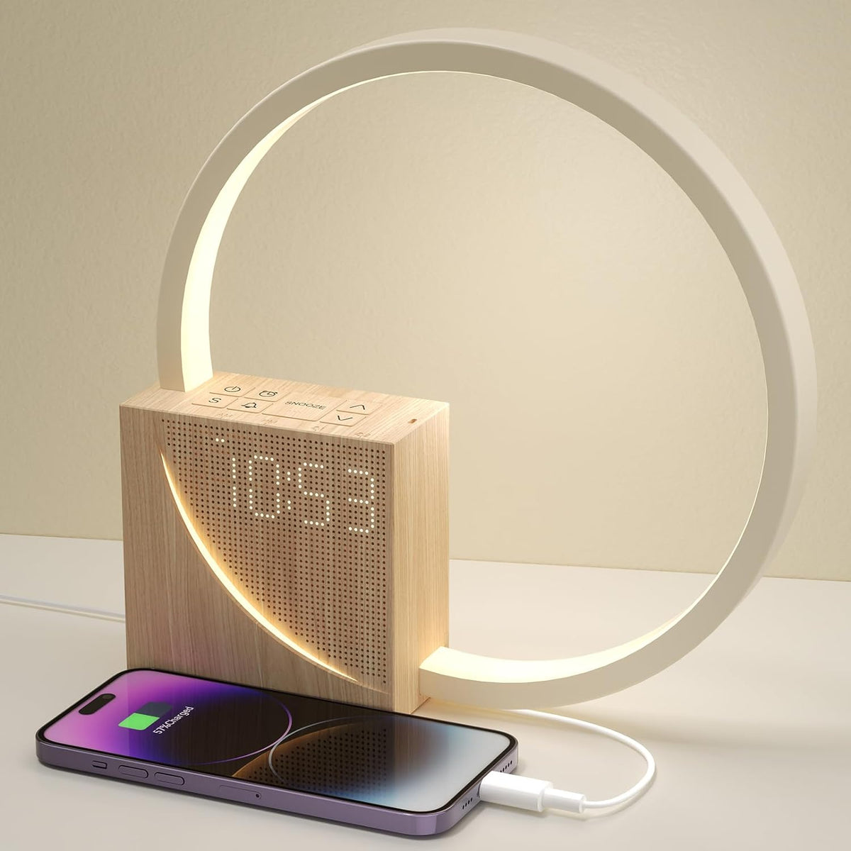 Réveil Lumière du Lever du Soleil – Simulateur d'Aube avec Chargeur sans Fil