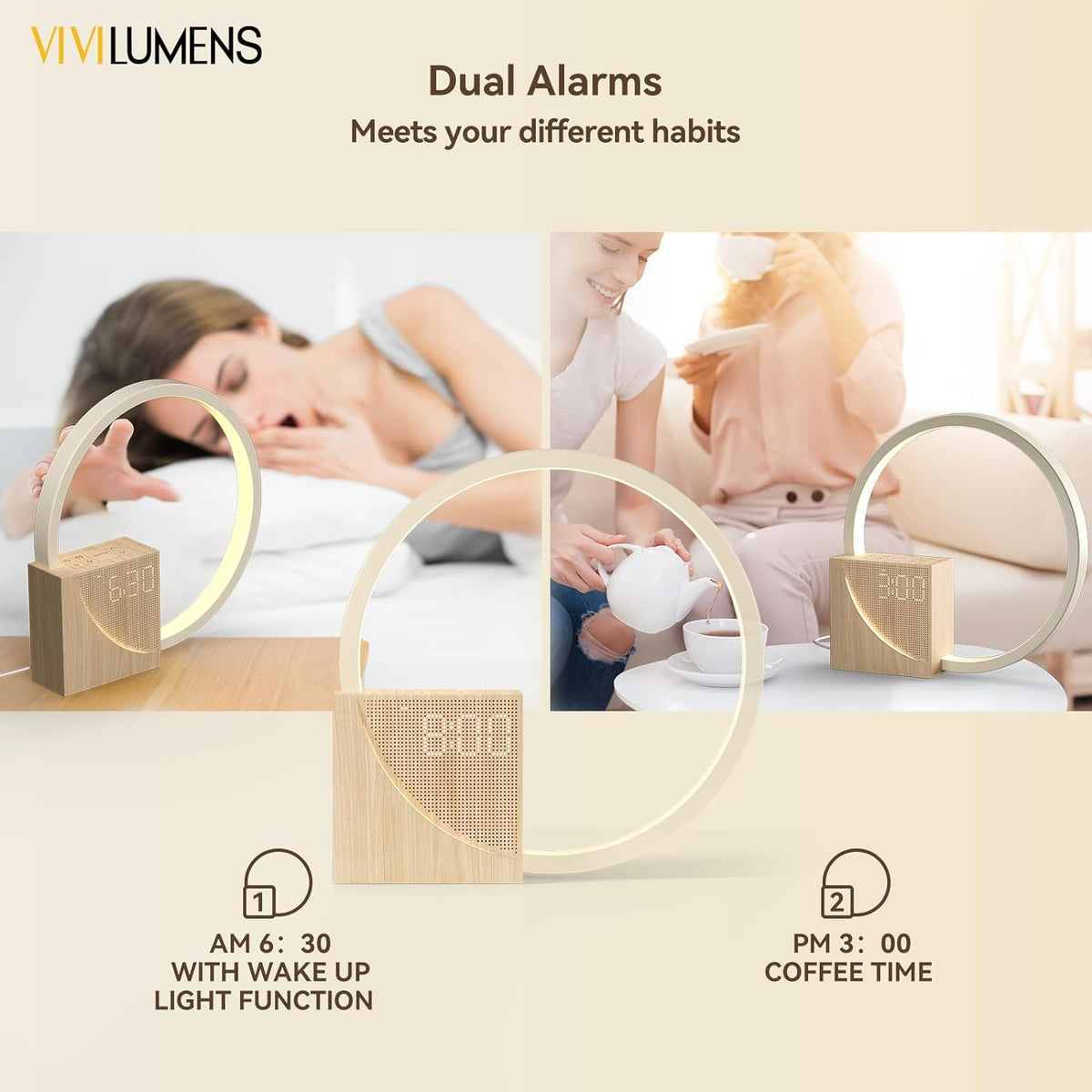 Réveil Lumière du Lever du Soleil – Simulateur d'Aube avec Chargeur sans Fil