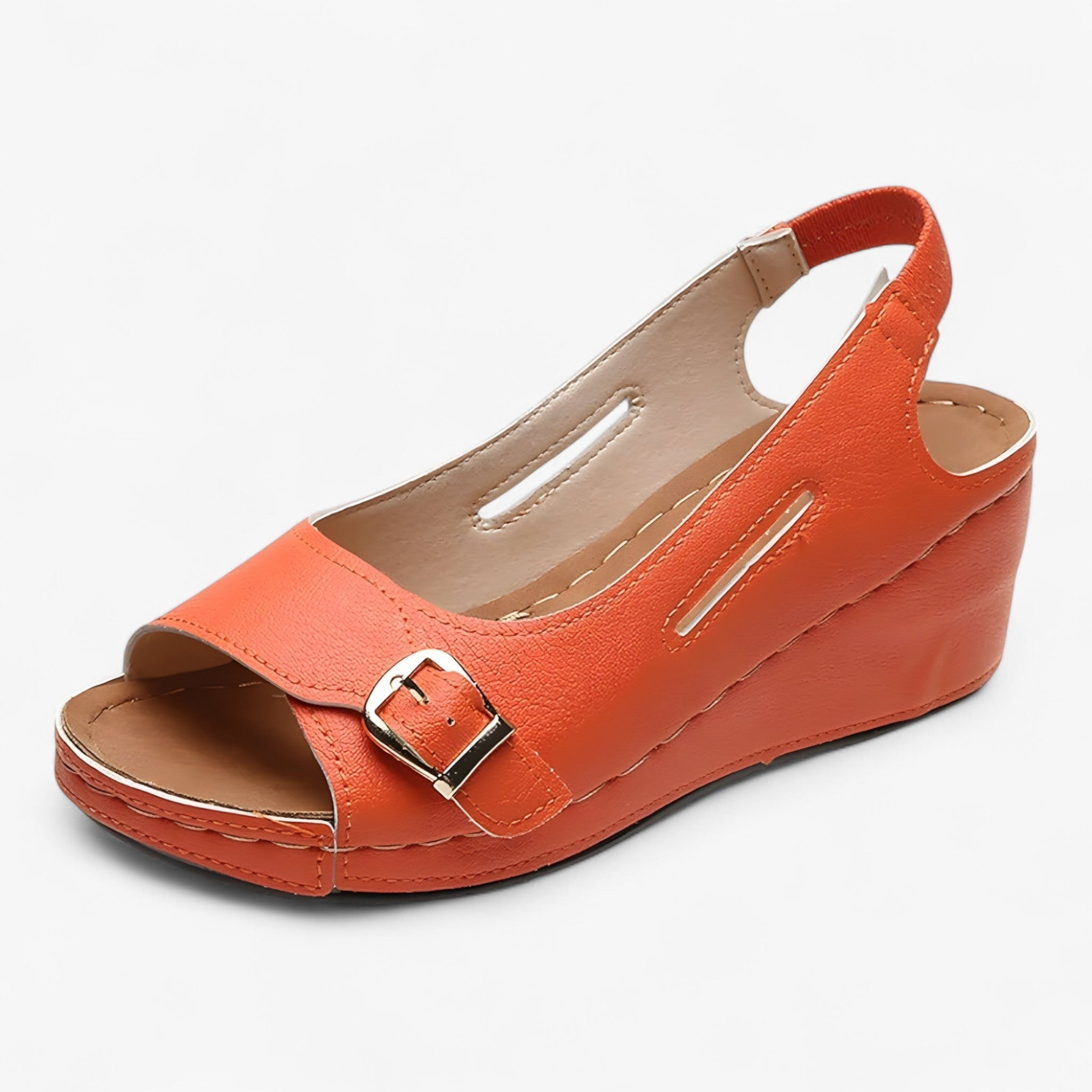 Bequeme flache Keilsandalen für Damen aus schwarzem Leder – ideal für den Sommer