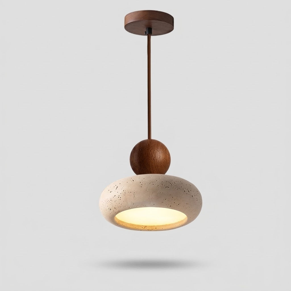 Tindara - Suspension Travertin Naturel et Bois