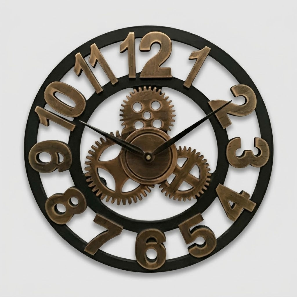 Horloge Murale Industrielle Design Engrenage