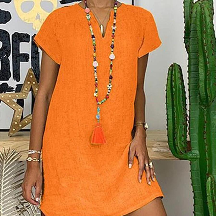 Robe Midi Femme Estivale - Coton Lin Confort Léger