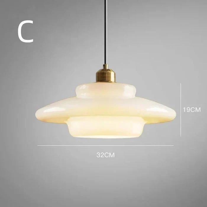 Calistre - Suspension Verre Laiteux Mid-Century