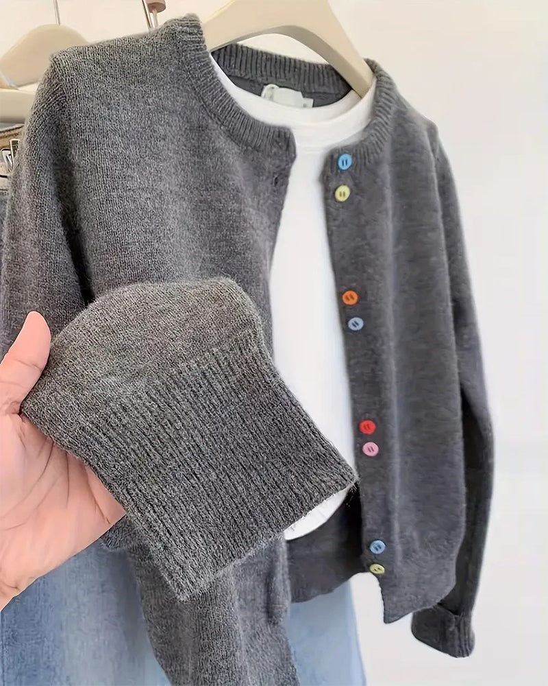 Cardigan uni décontracté à manches longues