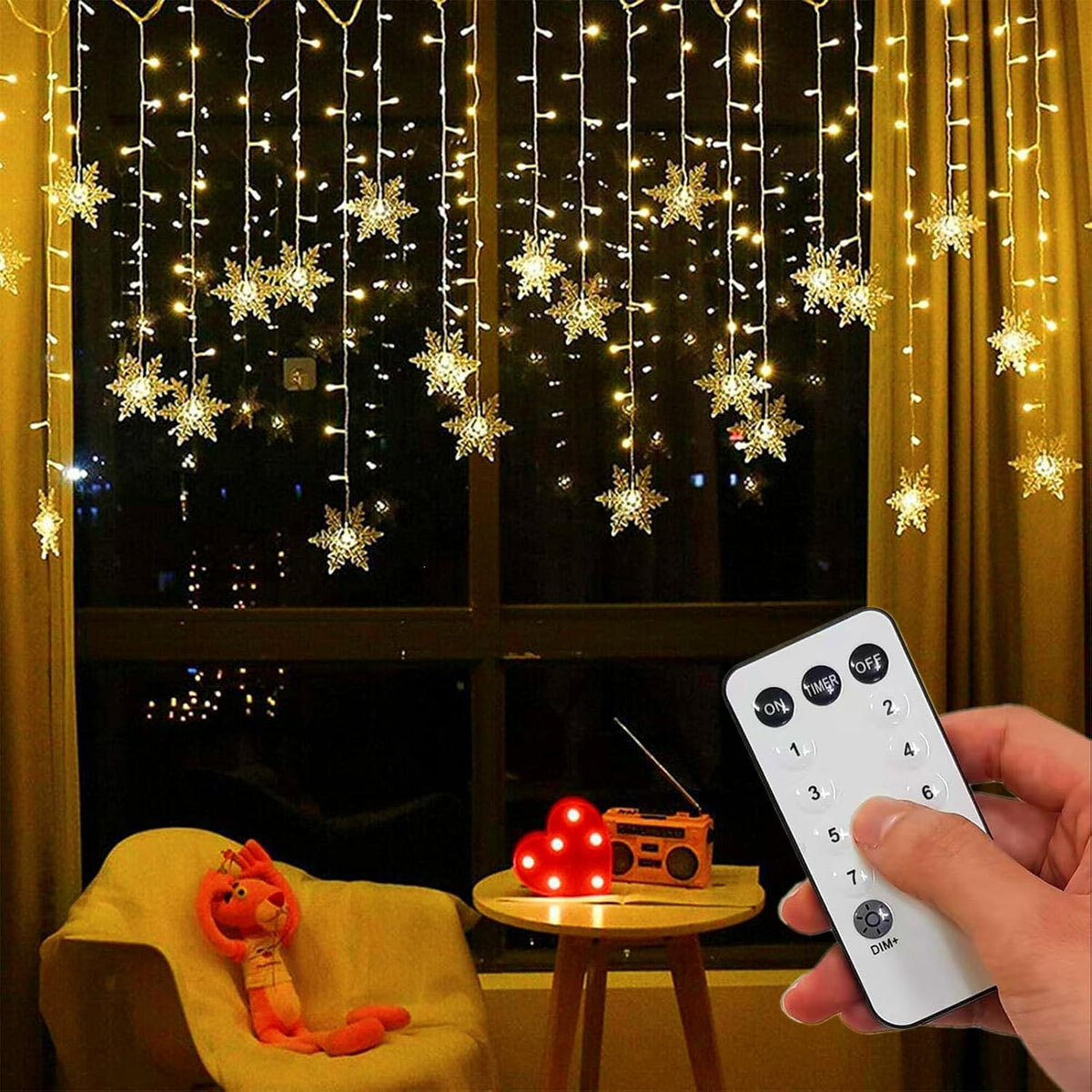 Rideau Lumineux LED Flocons de Neige – Guirlande de Noël 8 Modes