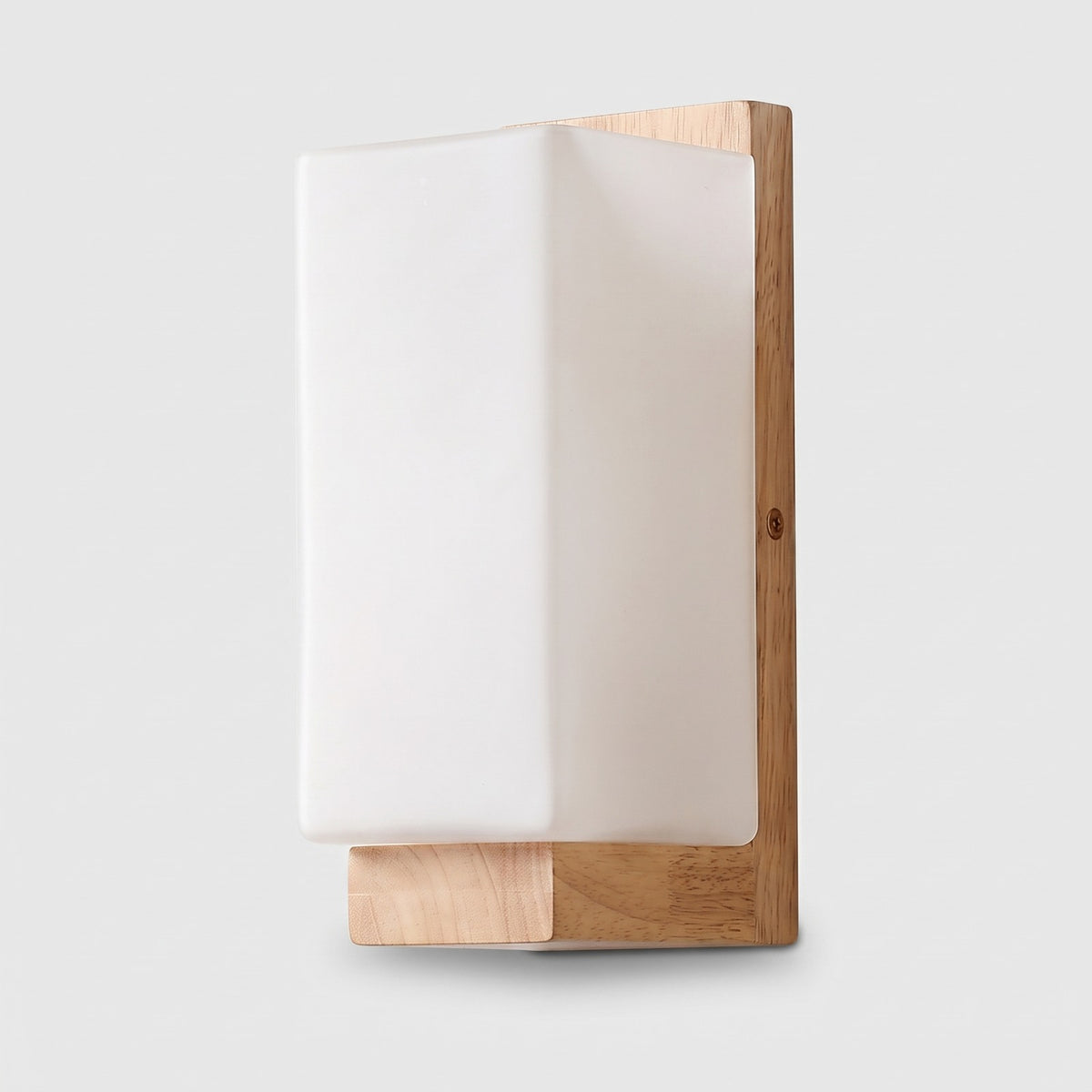 Applique Murale avec Cadre Rectangulaire en Bois et Abat-Jour en Verre