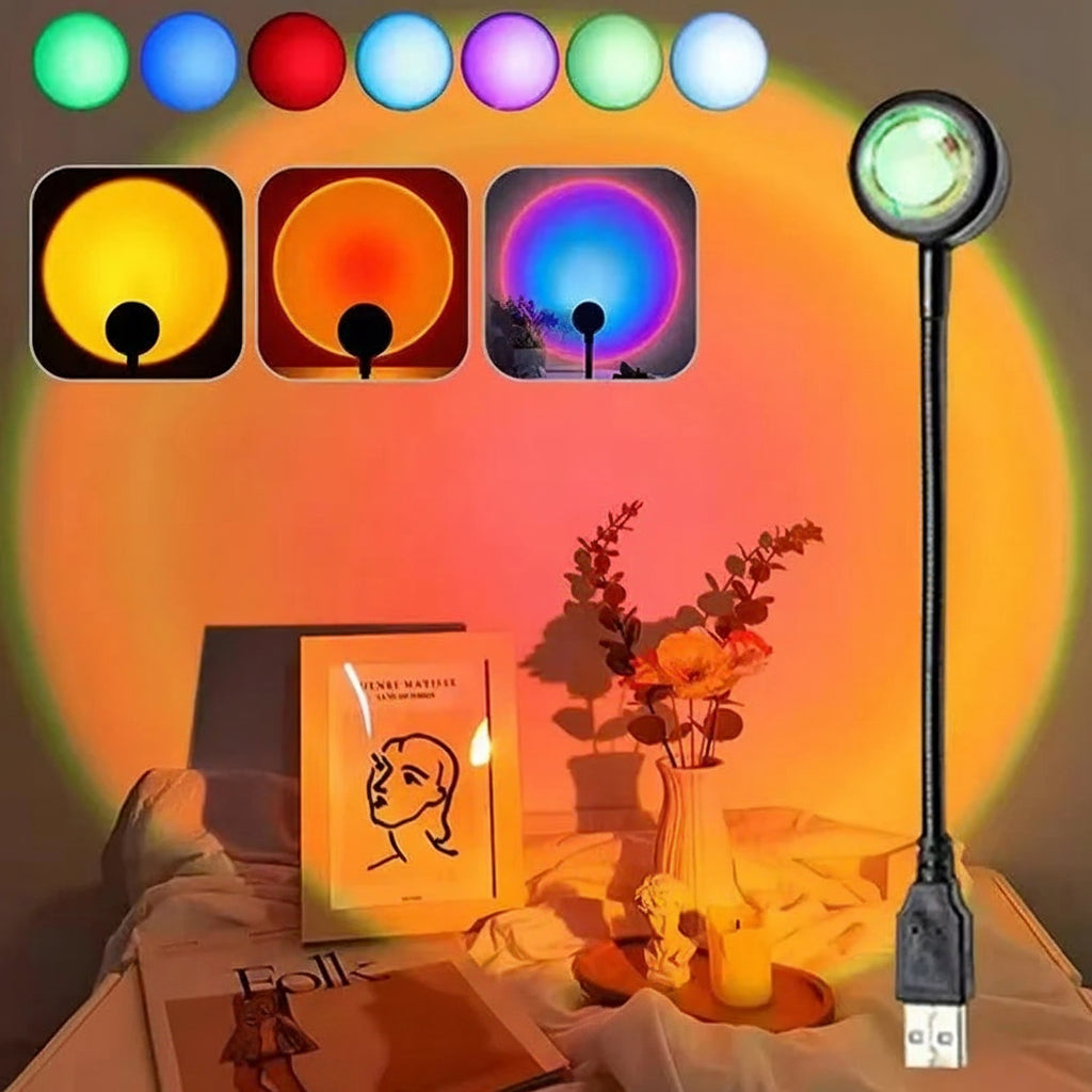 Lampe de Projection Coucher de Soleil – Lumière d'Ambiance Prisme Arc-en-Ciel