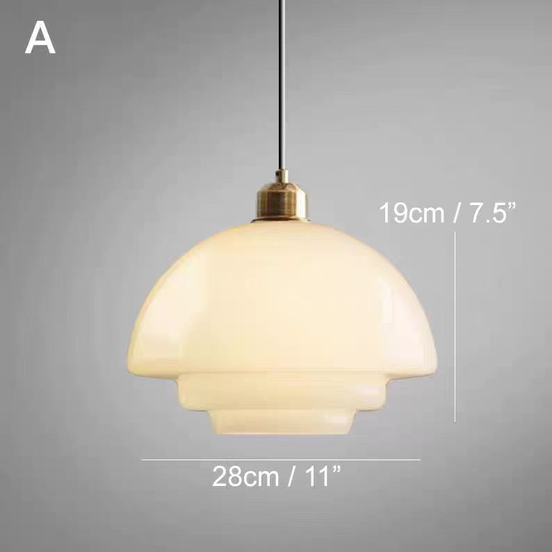 Calistre - Suspension Verre Laiteux Mid-Century