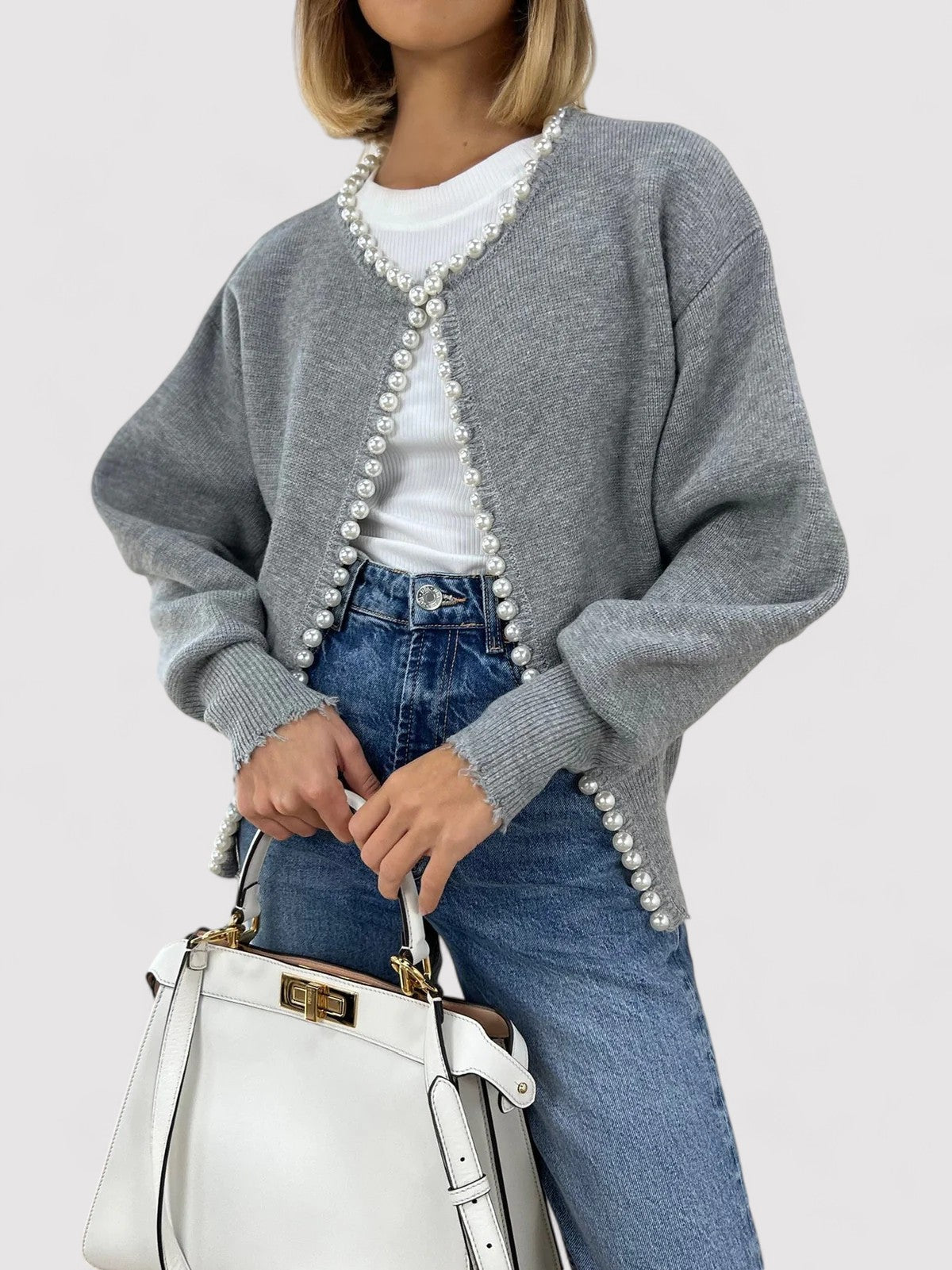 other : Elena - Cardigan Élégant en Maille Orné de Perles in van Seroa