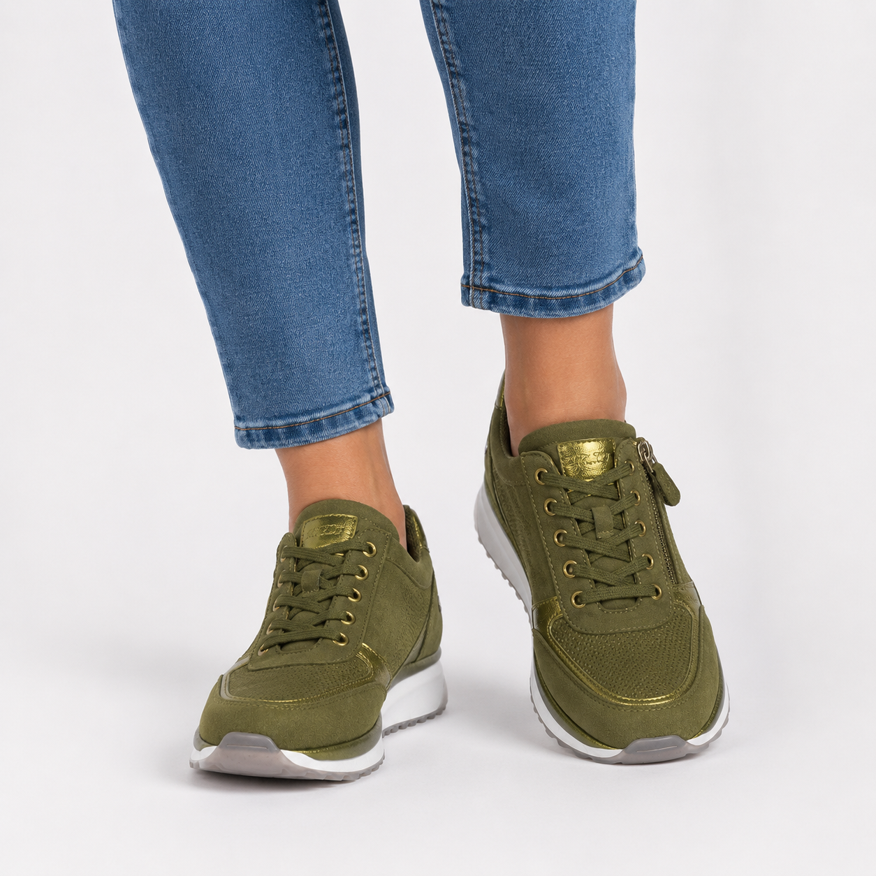 Bequeme Damen-Sneaker mit glitzerndem Mesh-Einsatz