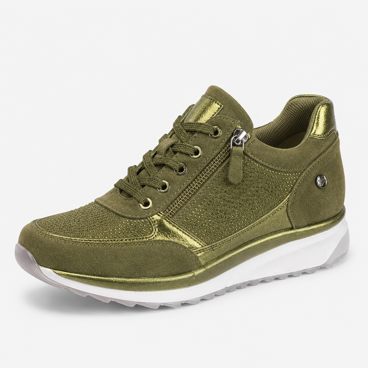 Bequeme Damen-Sneaker mit glitzerndem Mesh-Einsatz