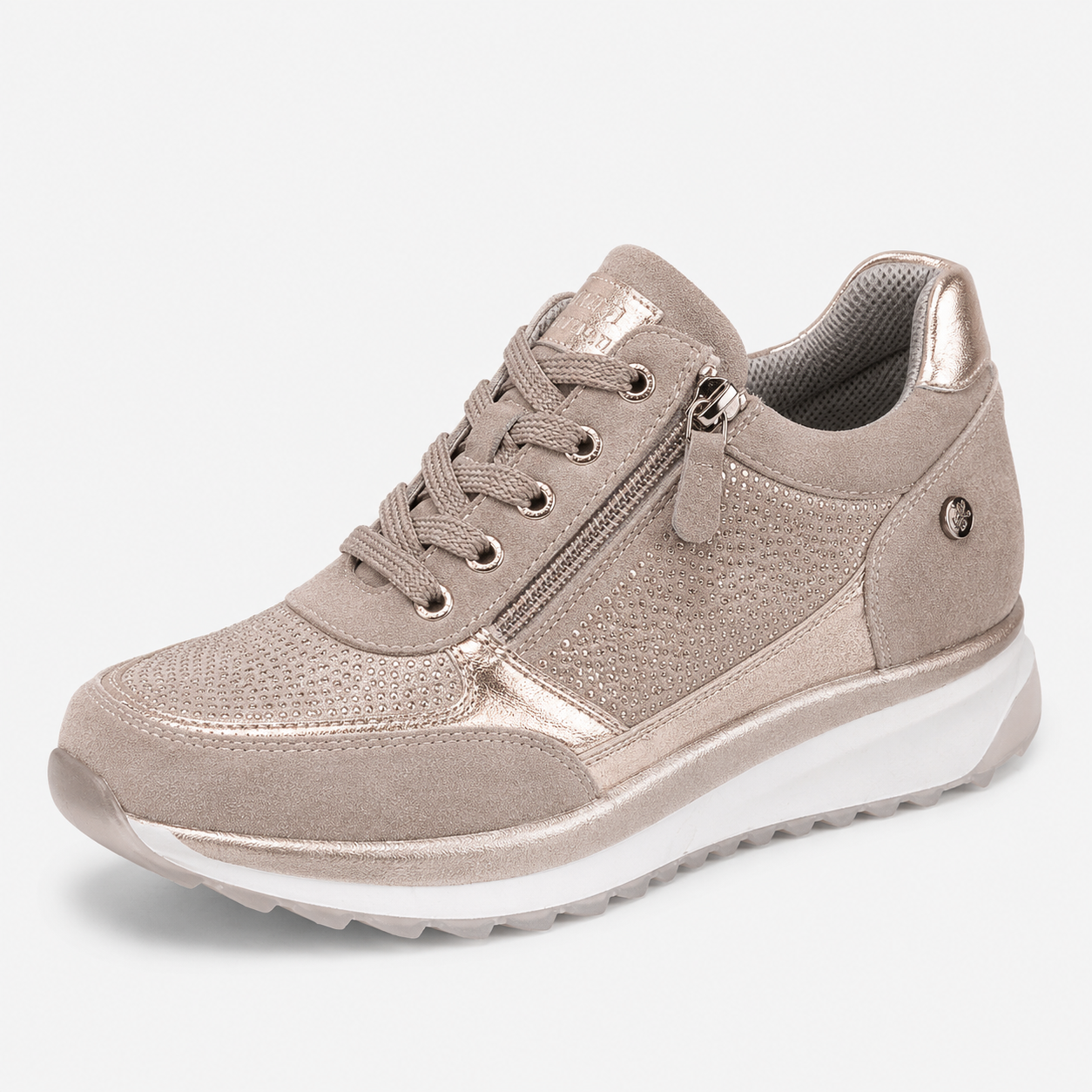 Bequeme Damen-Sneaker mit glitzerndem Mesh-Einsatz