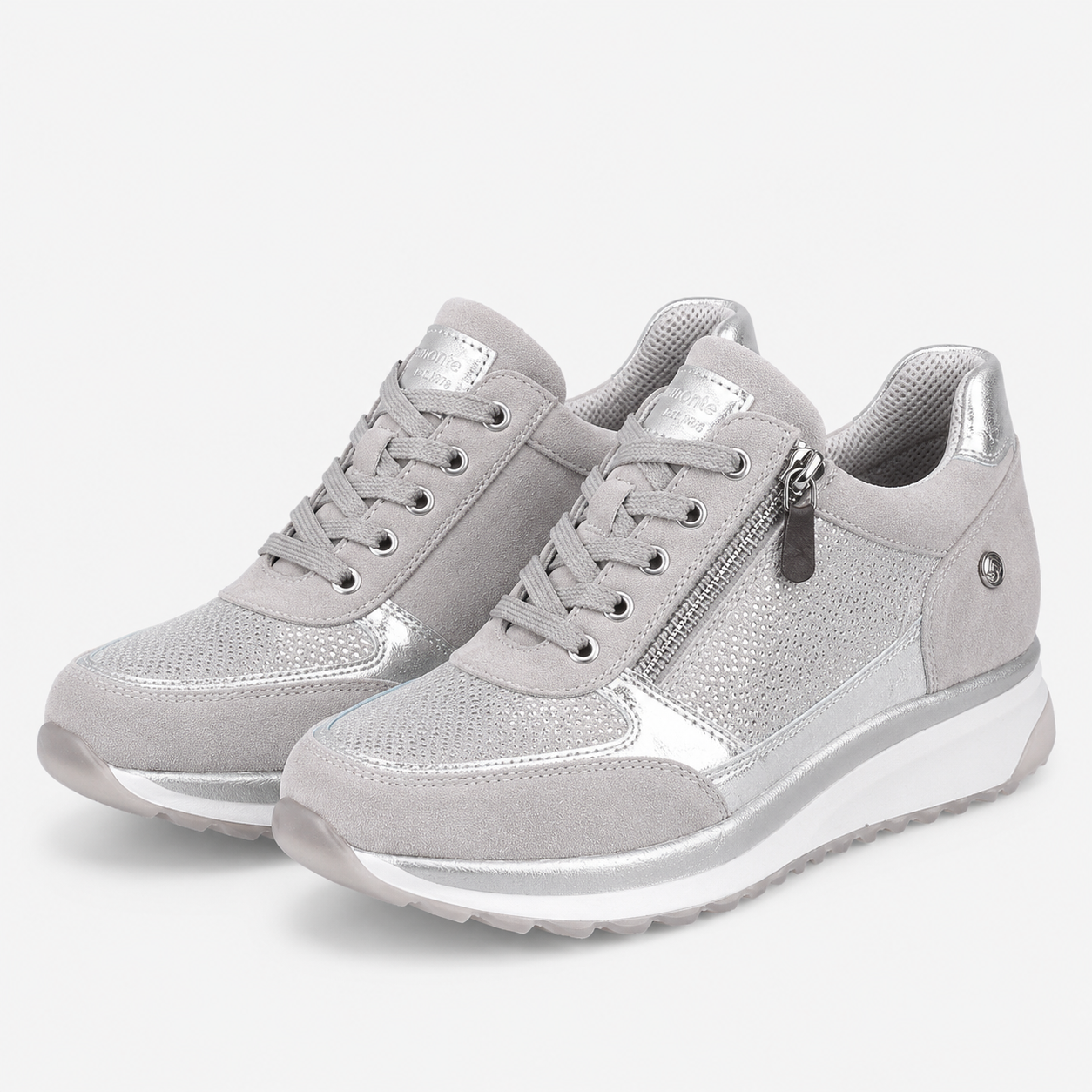 Bequeme Damen-Sneaker mit glitzerndem Mesh-Einsatz