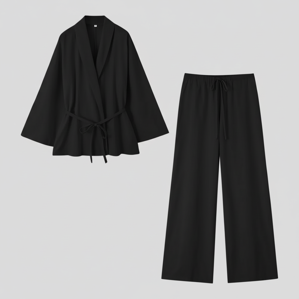 Eleganter Leinenkimono für Damen mit Gürtel - perfekt für Sommer und Frühling