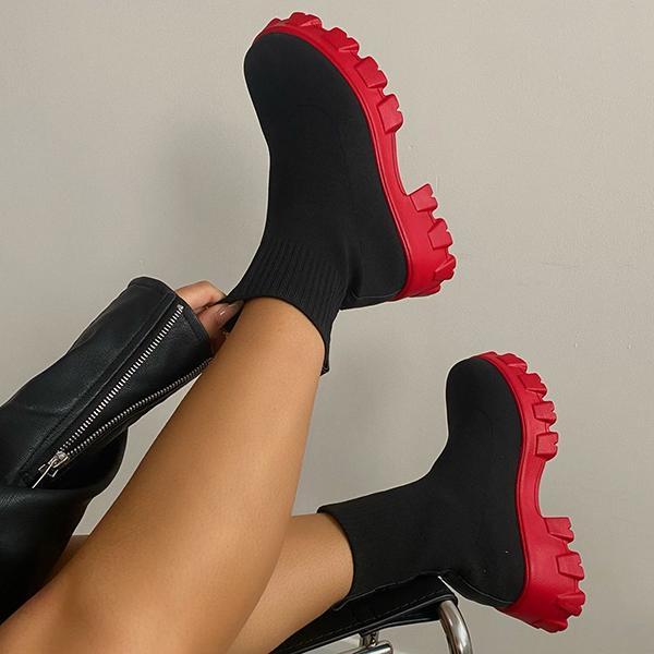 Bottes Chaussettes Élégantes Noires Femme 4