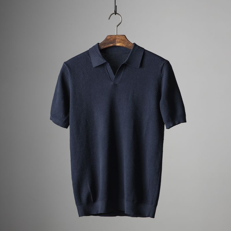 other : Lukas – Polo Homme Haut de Gamme en Maille Texturée in Bleu foncé van Seroa