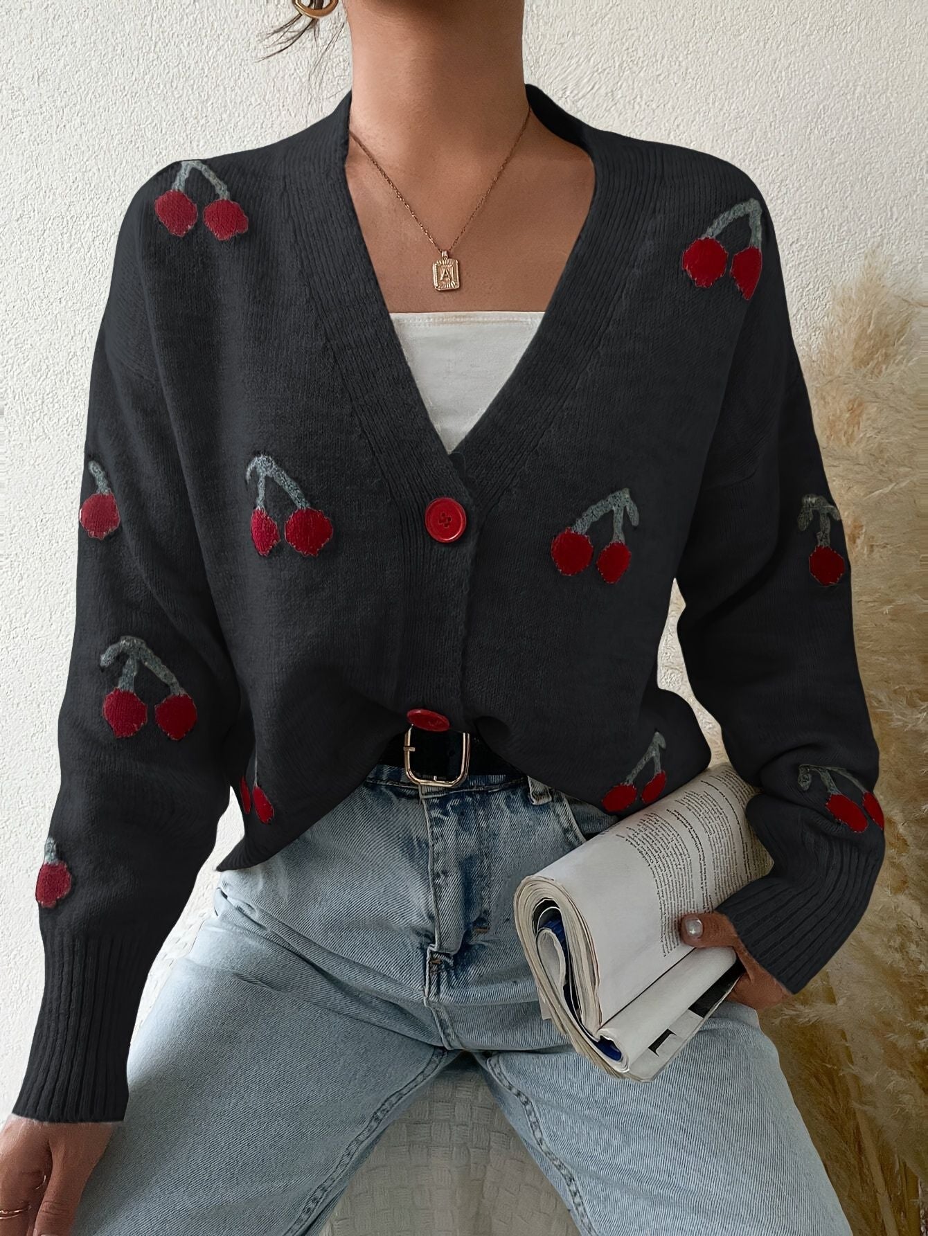 Cardigan Élégant à Manches Longues Femme 1