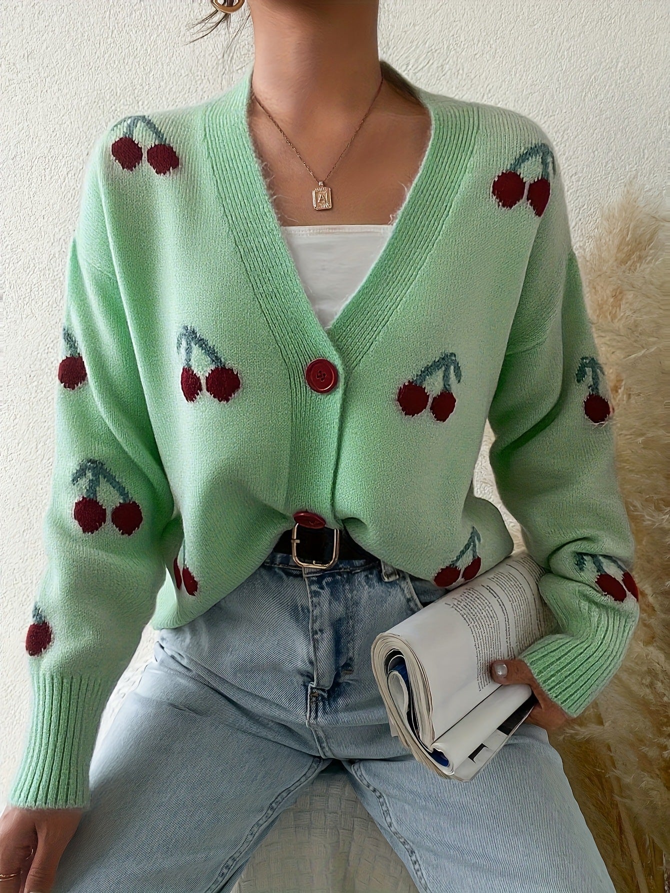 Cardigan Élégant à Manches Longues Femme 7